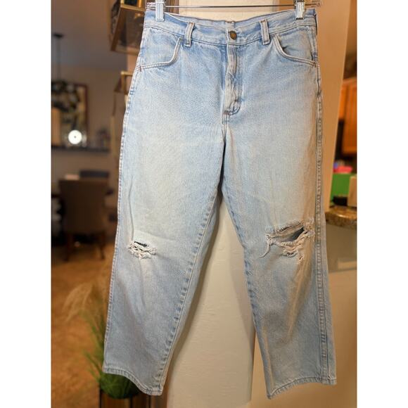 Rustler Vintage Relaxed Fit Distressed Straight Leg Jeans Juniors Size 14 - Picture 1 of 4